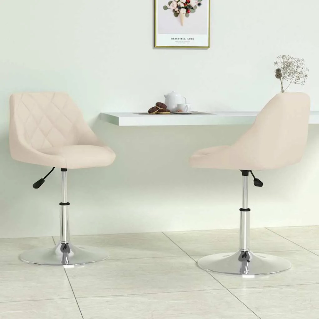 vidaXL Cadeiras de jantar giratórias 2 pcs veludo cor creme