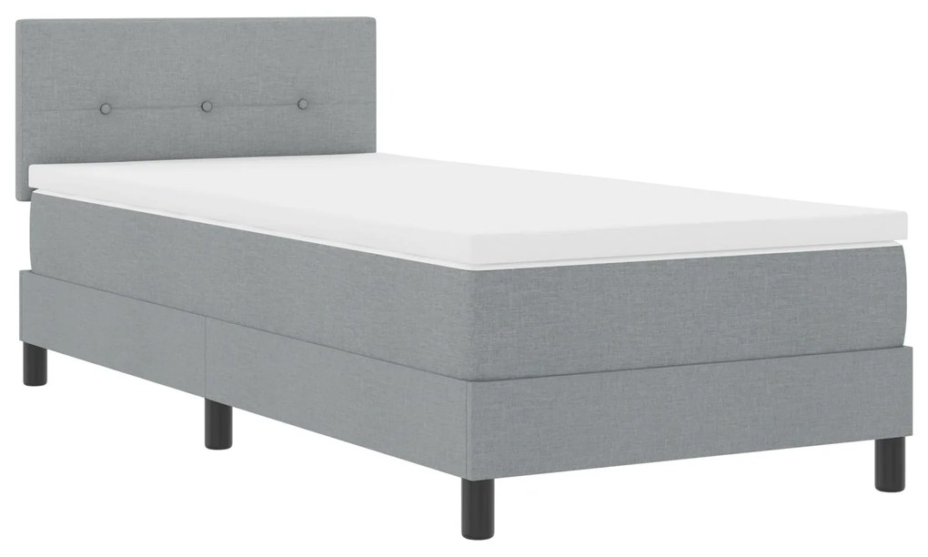 Cama Box Spring com Colchão Cinza Claro 100x200 cm Tecido