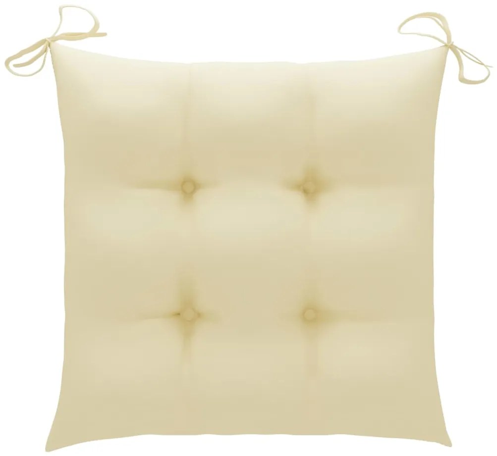 Cadeiras de jardim c/ almofadões branco nata 6 pcs teca maciça