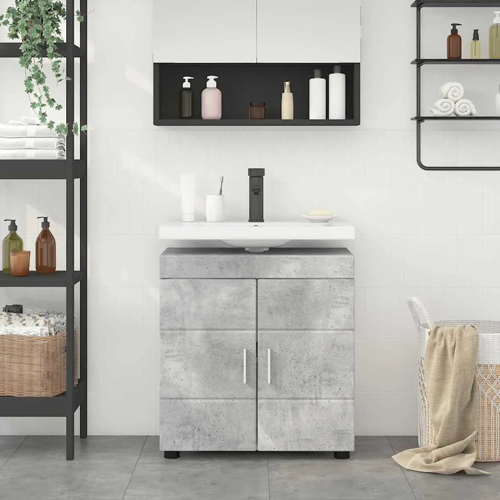 vidaXL Gabinete para lavatório de banheiro com porta Cinzento cimento