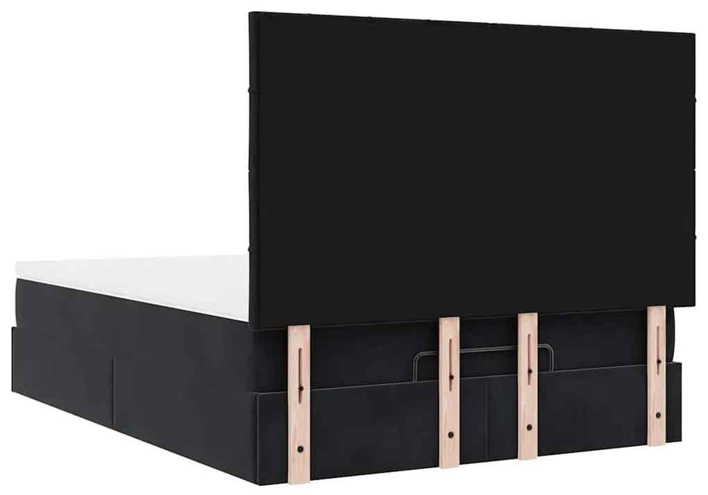 Estrutura de cama otomana com colchões 140x200 cm veludo preto