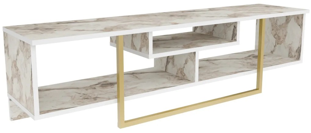 Móvel TV Asal – Dourado e Branco – 150x35,2x40 cm