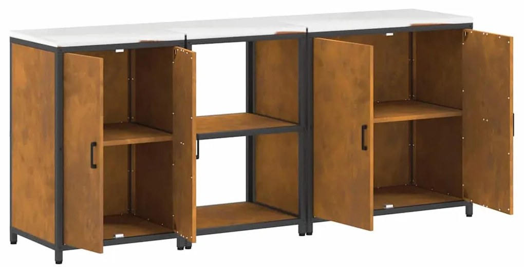 Conjunto de Armazenamento de Cozinha 3 pcs Ferro Enferrujado
