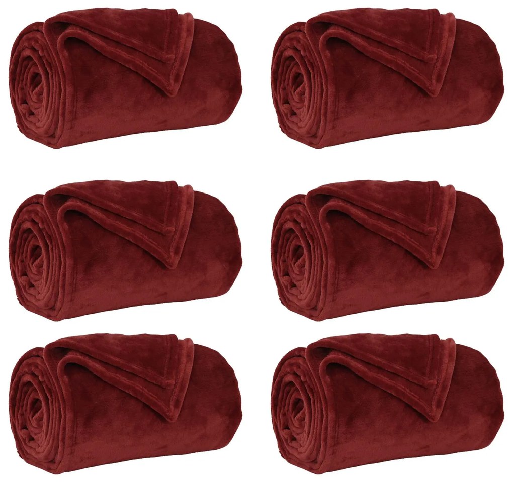 vidaXL Cobertores de Sofá 6 pcs Vermelho Bordeaux 130 x 150 cm Lã