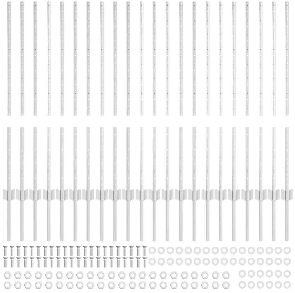 Postes de Cerca 44 pcs Prateado Standard Aço galvanizado
