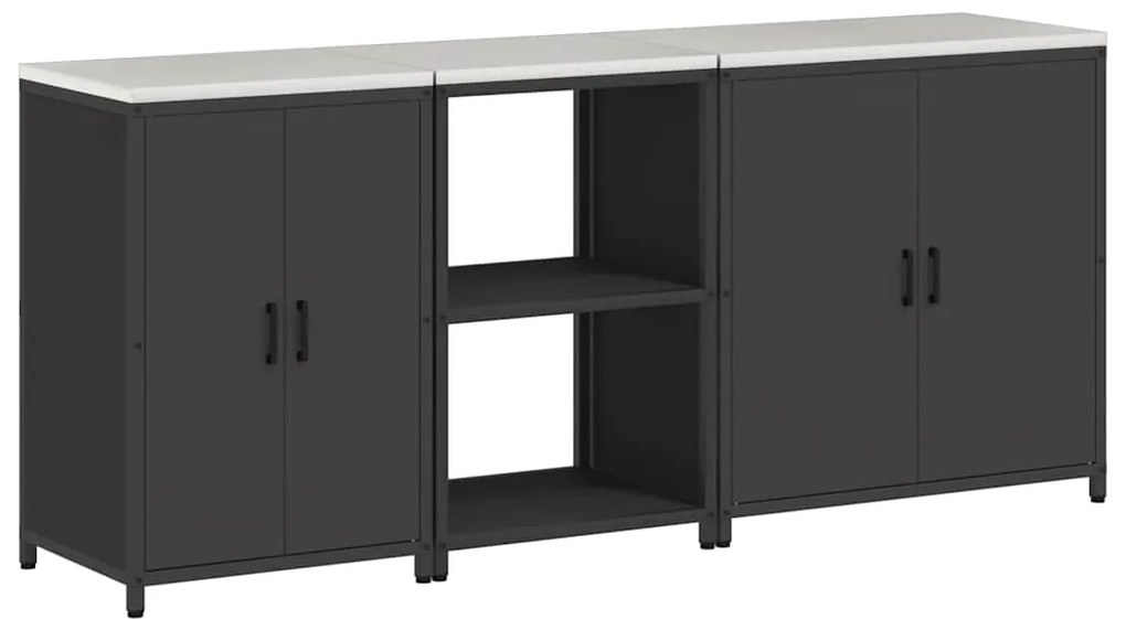 Conjunto de Armazenamento de Cozinha com prateleira Outros 3 pcs Preto