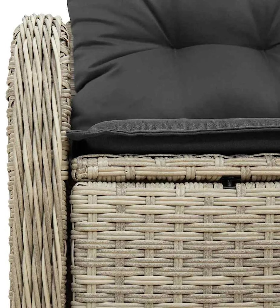 Sofá de Jardim 2 Lugares com Almofadas Cinza Claro em Rattan