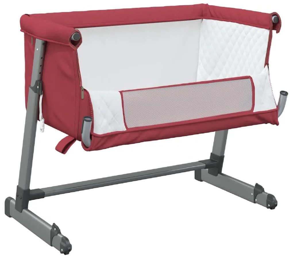 Cama de bebé com colchão tecido de linho vermelho