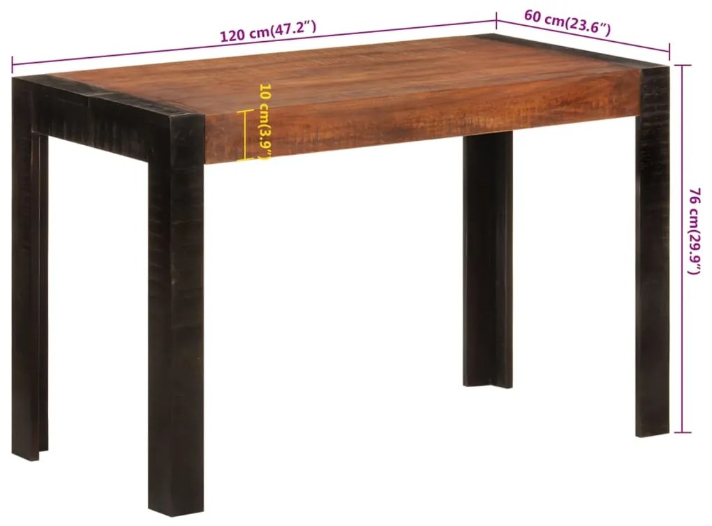 Mesa de jantar 120x60x76 cm mangueira maciça castanho-mel