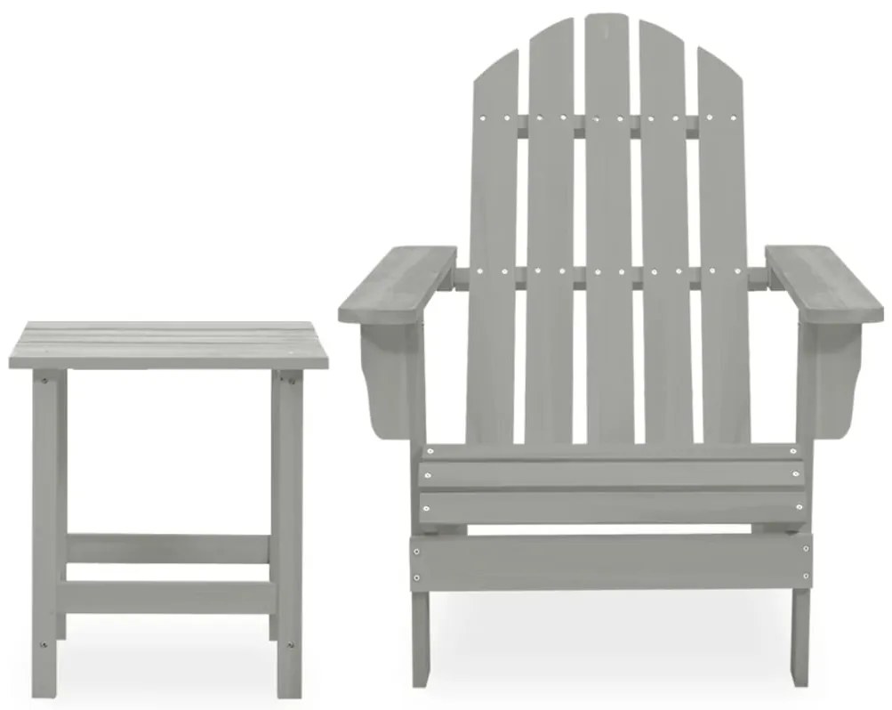 Cadeira de jardim Adirondack com mesa madeira de abeto cinzento