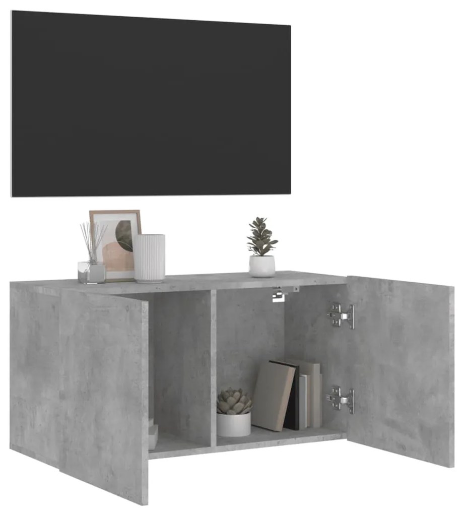 Móvel de parede para TV 80x30x41 cm cinzento cimento