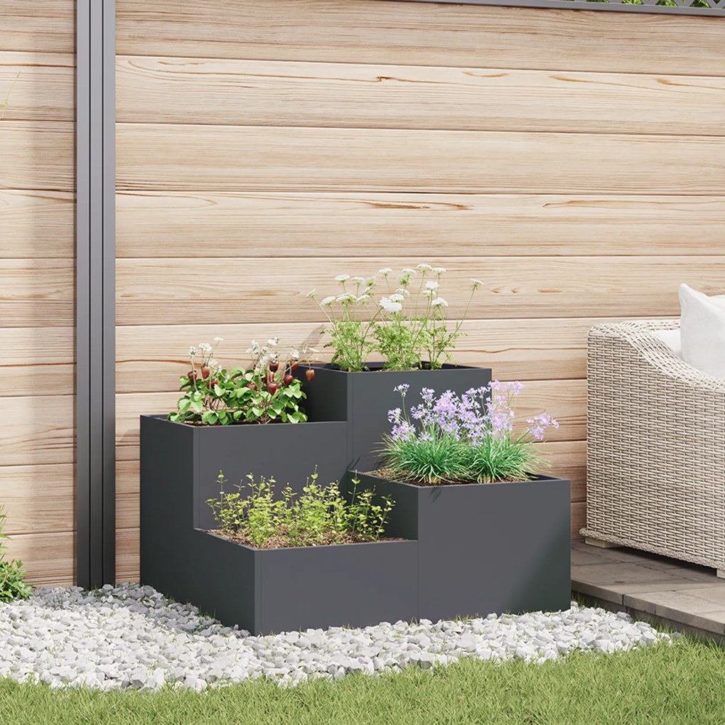 Jardineira vidaXL 80x80x60 cm Aço Antracite