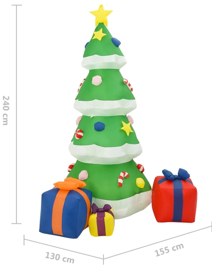 Árvore Natal insuflável c/ luzes LED 240 cm interior/exterior