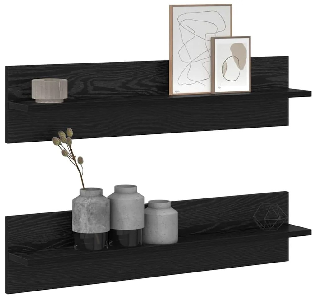 Prateleiras de Parede 2 pcs Carvalho Preto 80 x 11.5 x 18 cm