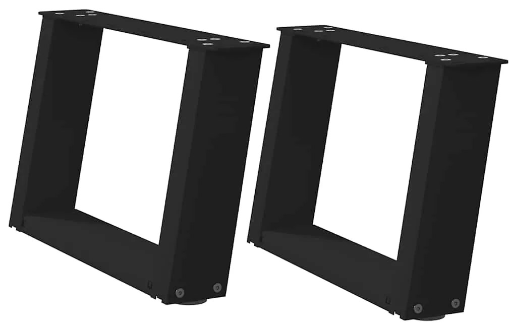 Pés para mesa de centro em formato de U, 2 peças, preto, 40x(30-31) cm