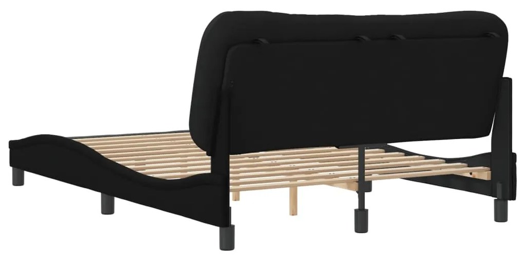 Estrutura de cama sem colchão 140x190 cm tecido preto