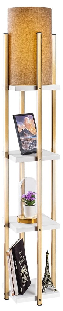 Candeeiro de Pé 7120 – Branco e Dourado – 25 x 25 x 130 cm