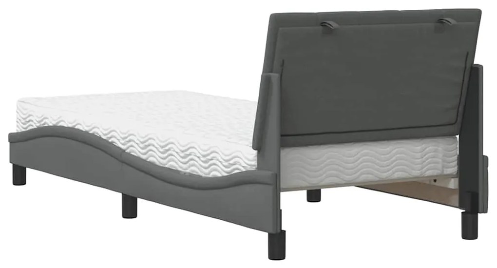 Cama com colchão 90x190 cm tecido cinzento-escuro