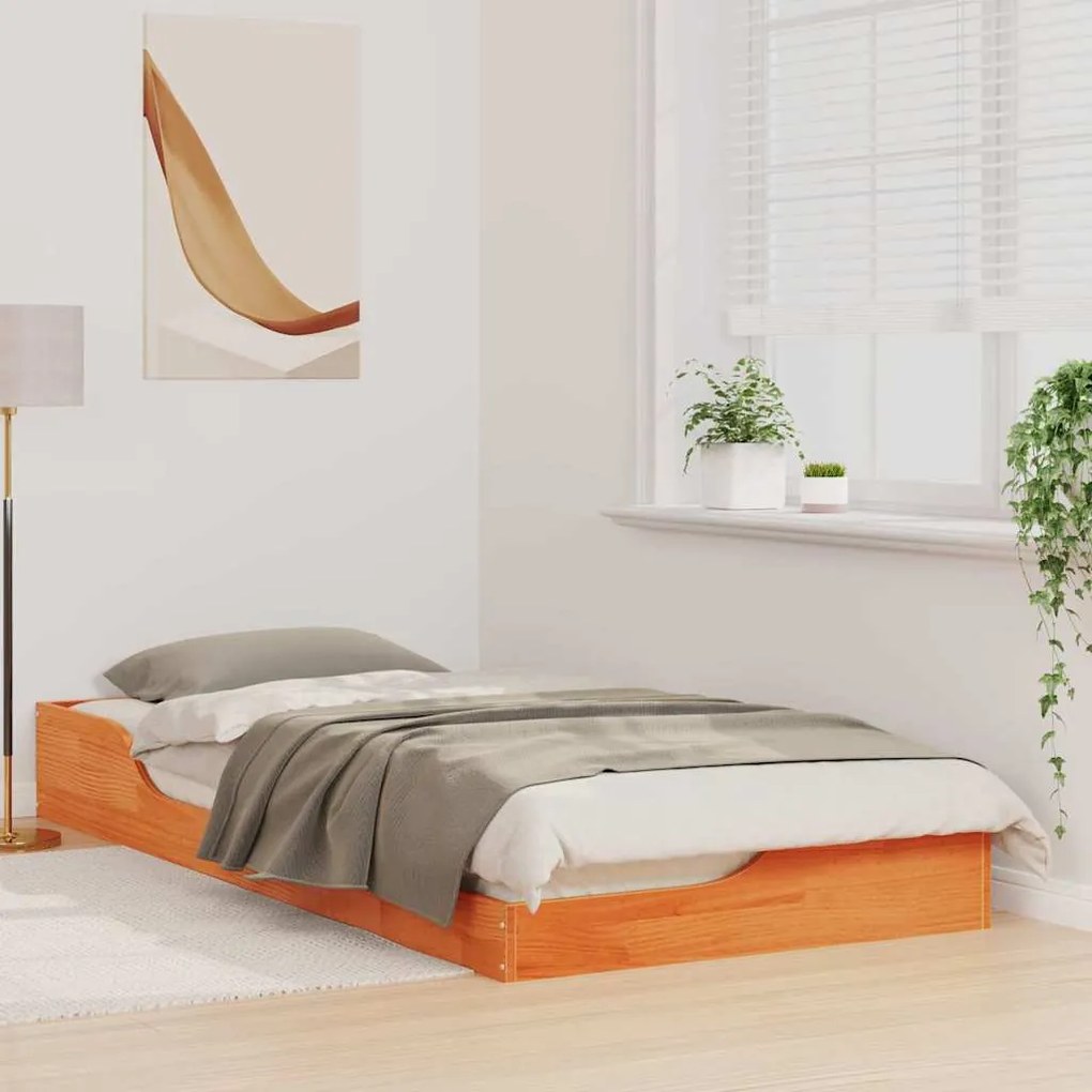 Estrutura de cama de chão Castanho-mel 80 x 200 cm