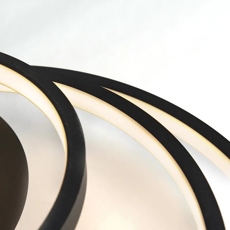 Candeeiro de teto moderno preto com LED e dimmer - Rondas