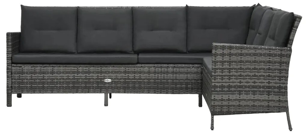 Conjunto lounge de jardim c/ almofadões 4 pcs vime PE cinzento