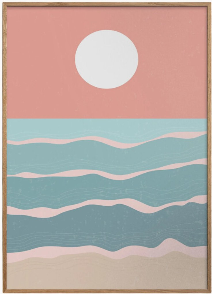 Impressão digital emoldurada Sunset Over the Ocean No. 3