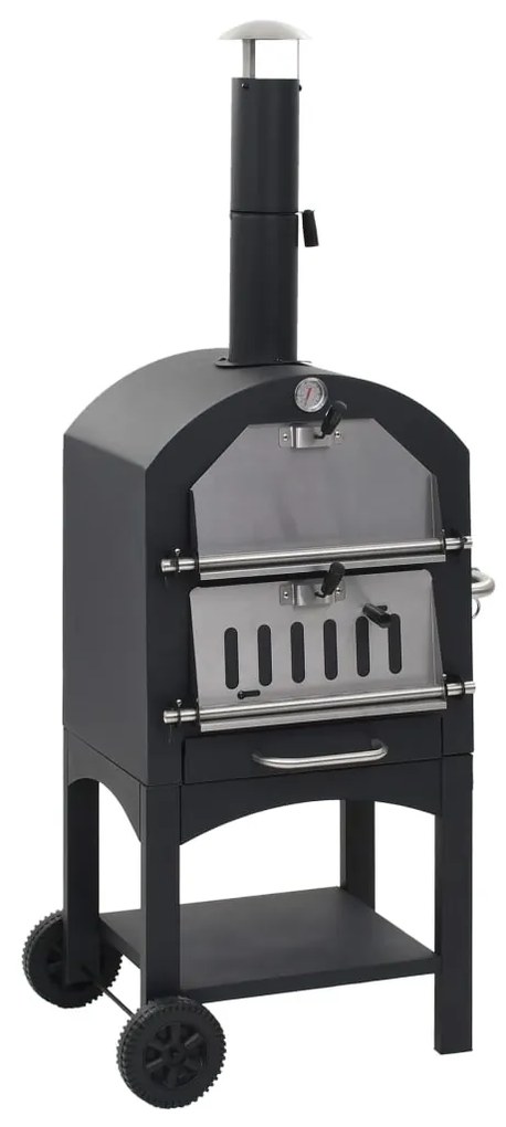 vidaXL Forno de pizzas a carvão para jardim c/ pedra refratária