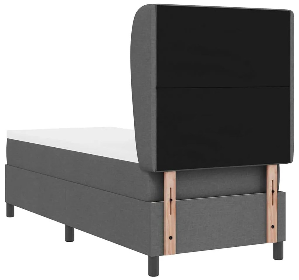 Cama Box com Colchão Cinza Escuro, 80x200 cm, Tecido