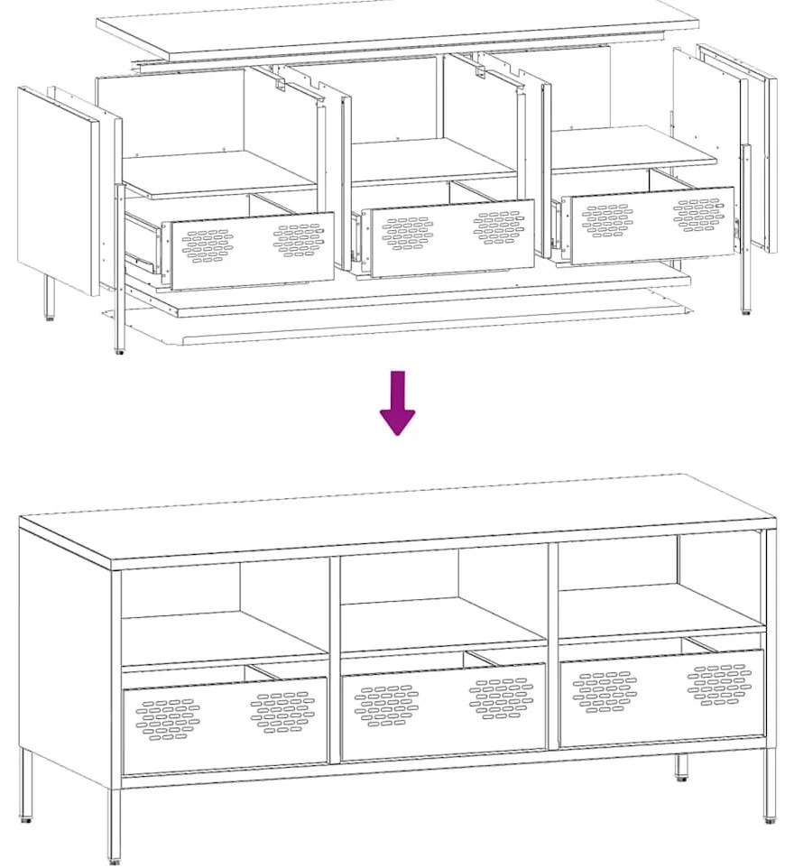 Móvel de TV 101,5x39x43,5 cm aço laminado a frio branco