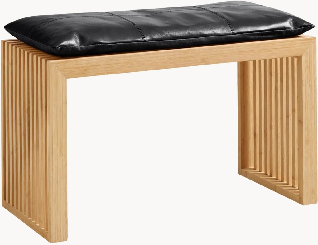Banco em bambu com almofada em couro Rib