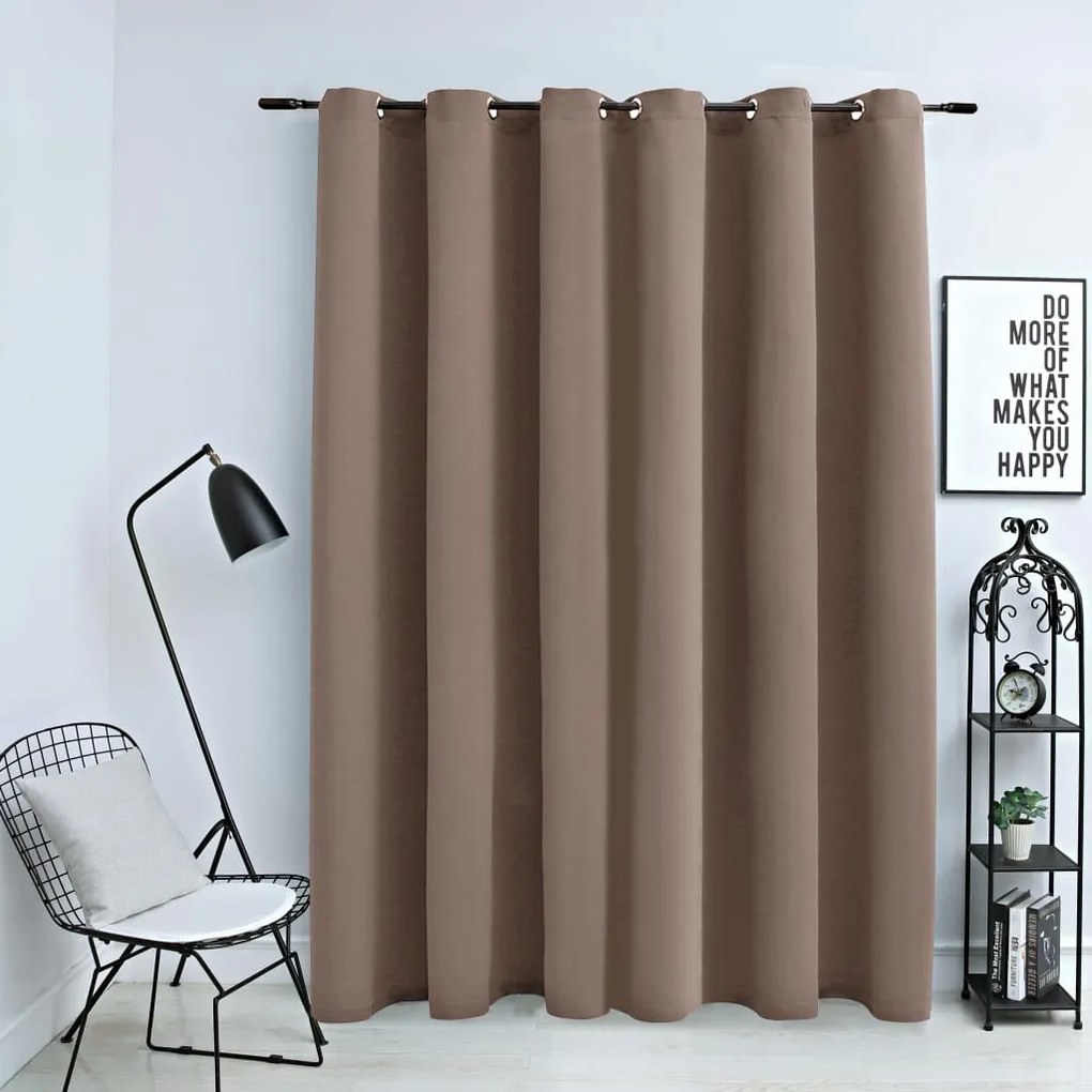 134437 vidaXL Cortina blackout c/ argolas metal 290x245 cm cinza-acastanhado