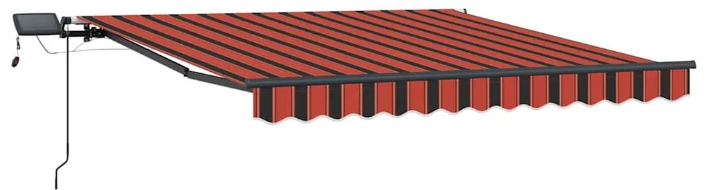 Toldo Retrátil Manual com LED Laranja e Marrom 300x250 cm