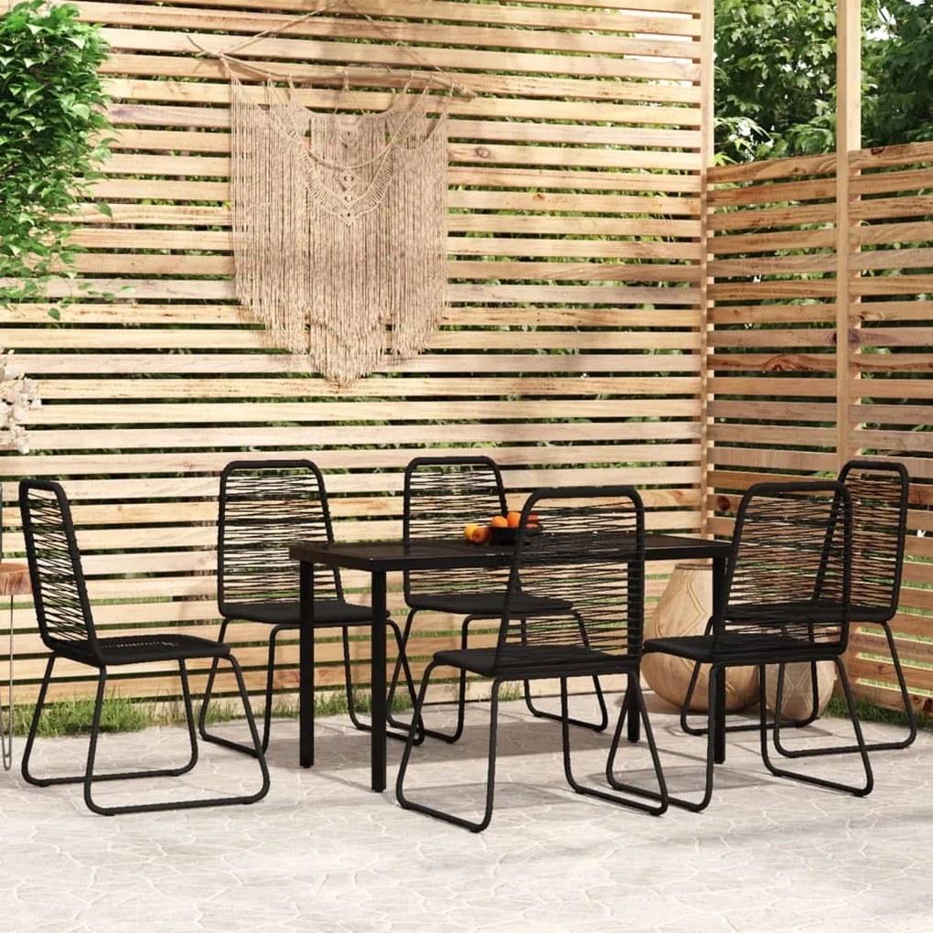 vidaXL 7 pcs conjunto de jantar para jardim preto