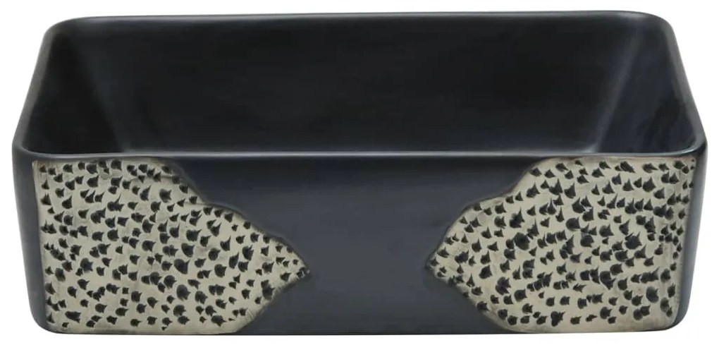 Lavatório de bancada retangular 46x35,5x13 cm cerâmica preto
