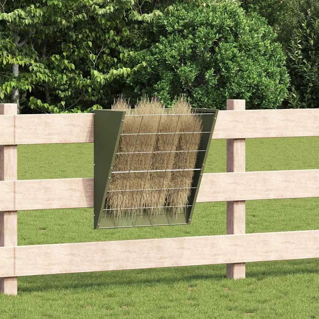 vidaXL Comedouro Suspenso de Feno Verde Oliva 61 x 33 x 66 cm