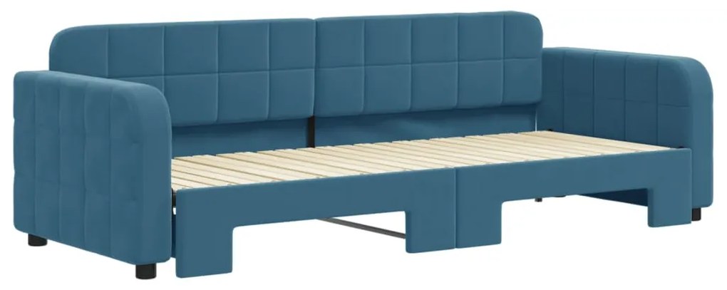 Sofá-cama com gavetão 80x200 cm veludo azul