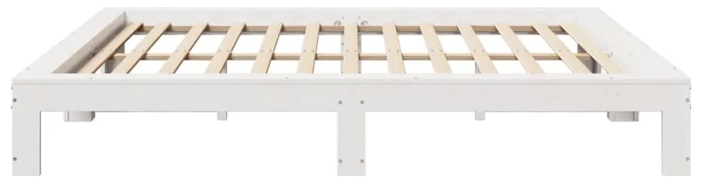 Cama sem colchão 200x200 cm madeira de pinho maciça branco