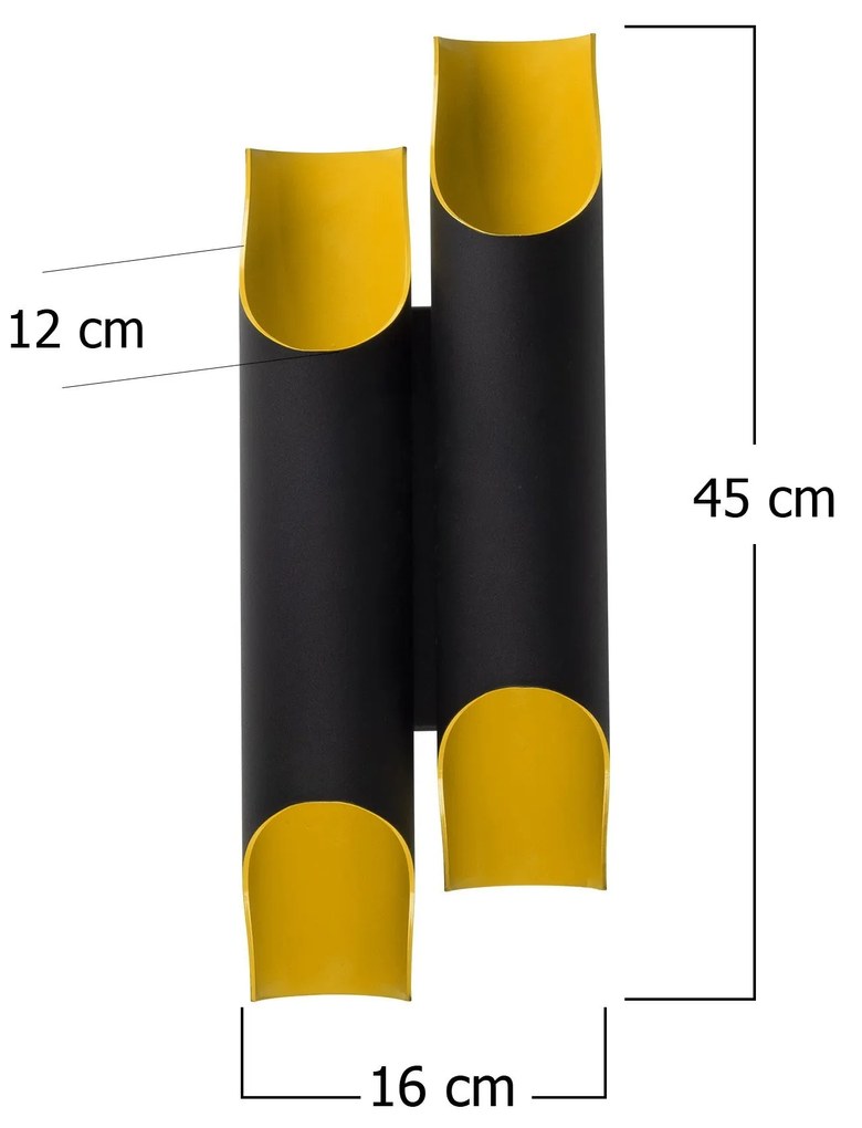 Candeeiro de Parede Efsun – Preto – 160 x 12 cm, Altura 45 cm