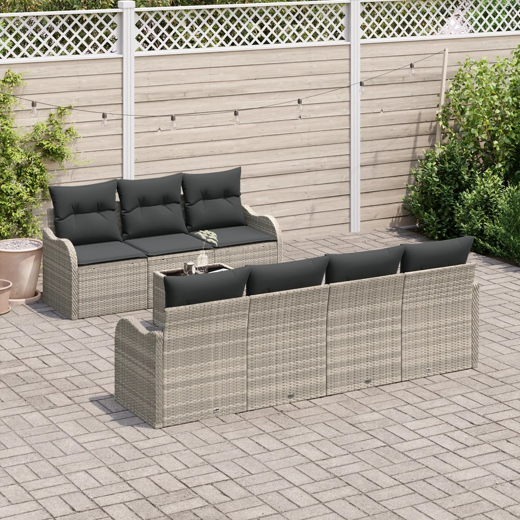 Conjunto de Sofás de Jardim vidaXL com Almofadas Cinzento-claro de Rat