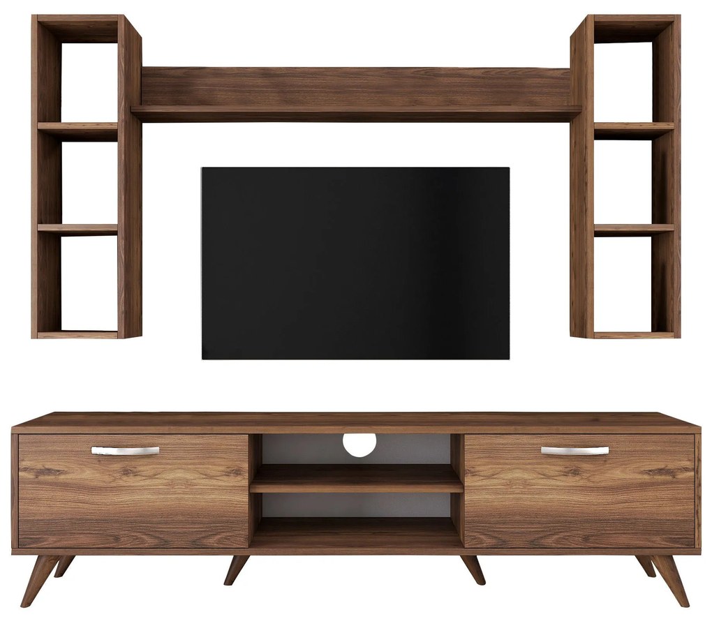 Conjunto de Móvel de TV "Askel" M2 – Design Moderno em Nogueira