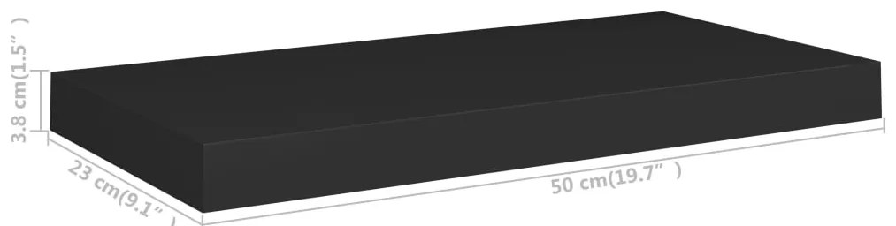Prateleiras de parede suspensas 2 pcs 50x23x3,8cm MDF preto