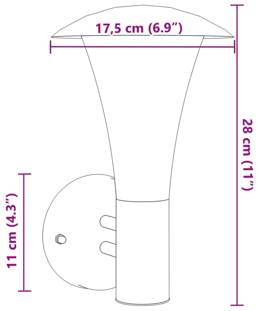 Candeeiros de parede p/ exterior 2 pcs aço inoxidável prateado