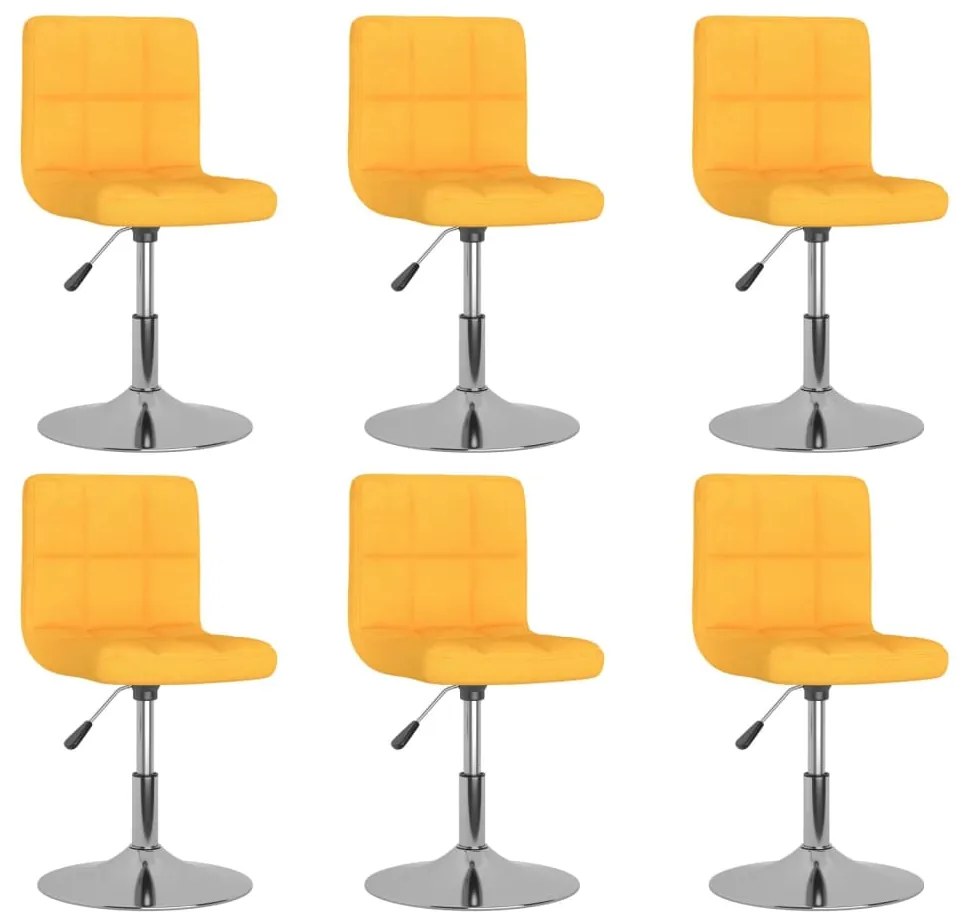 vidaXL Cadeiras de jantar giratórias 6 pcs tecido amarelo