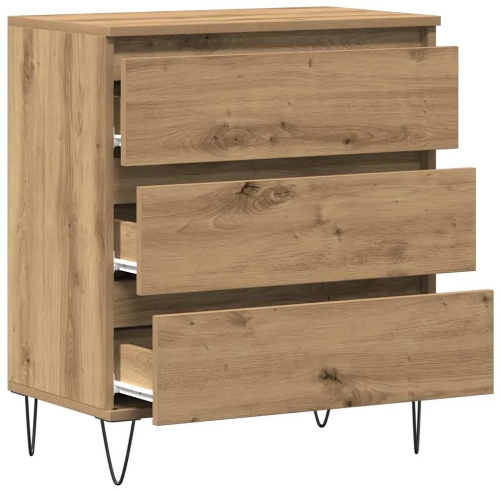 Sideboard vidaXL com Gavetas Carvalho Artesanal 60x35x70 cm Madeira de