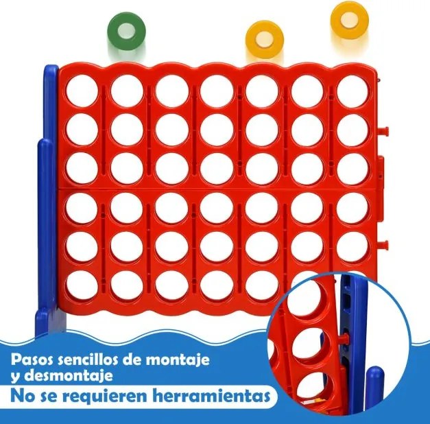 Jogo Conecta 4 gigante 84 x 33 x 74 cm para crianças e adultos para ar livre 74 cm com cesto e jogo de atirar argolas 42 peças Azul