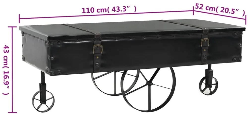 Mesa de centro c/ rodas 110x52x43 cm derivados de madeira preto