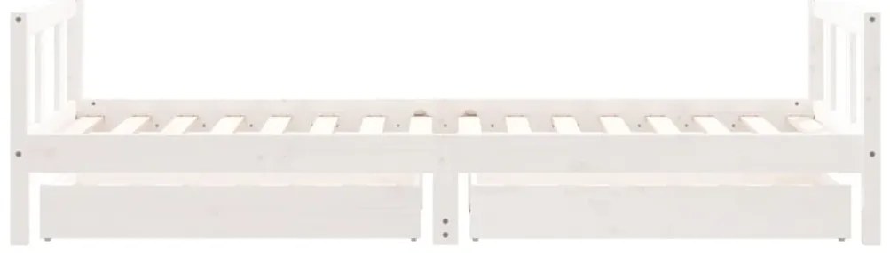 Estrutura cama infantil c/ gavetas 90x200cm pinho maciço branco