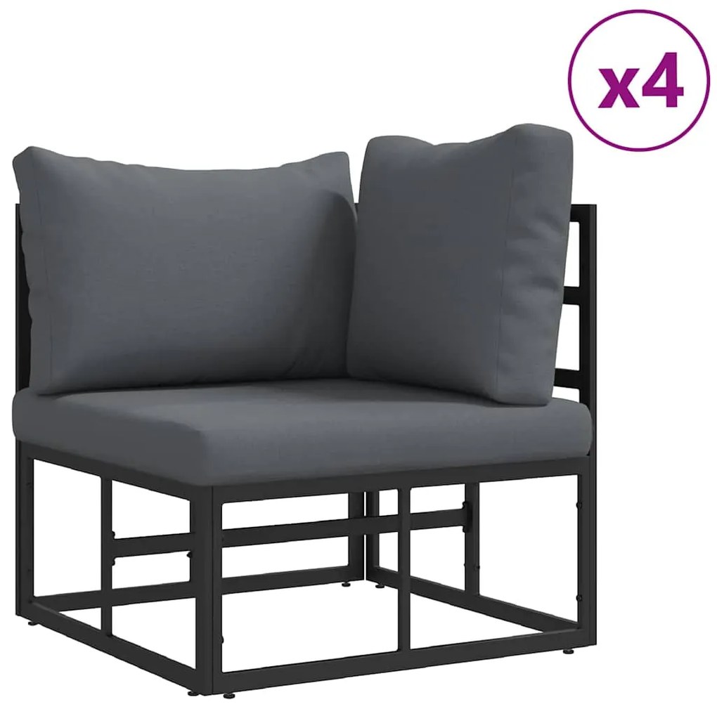 Conjunto de Sofá de Jardim 7 pcs Preto Alumínio