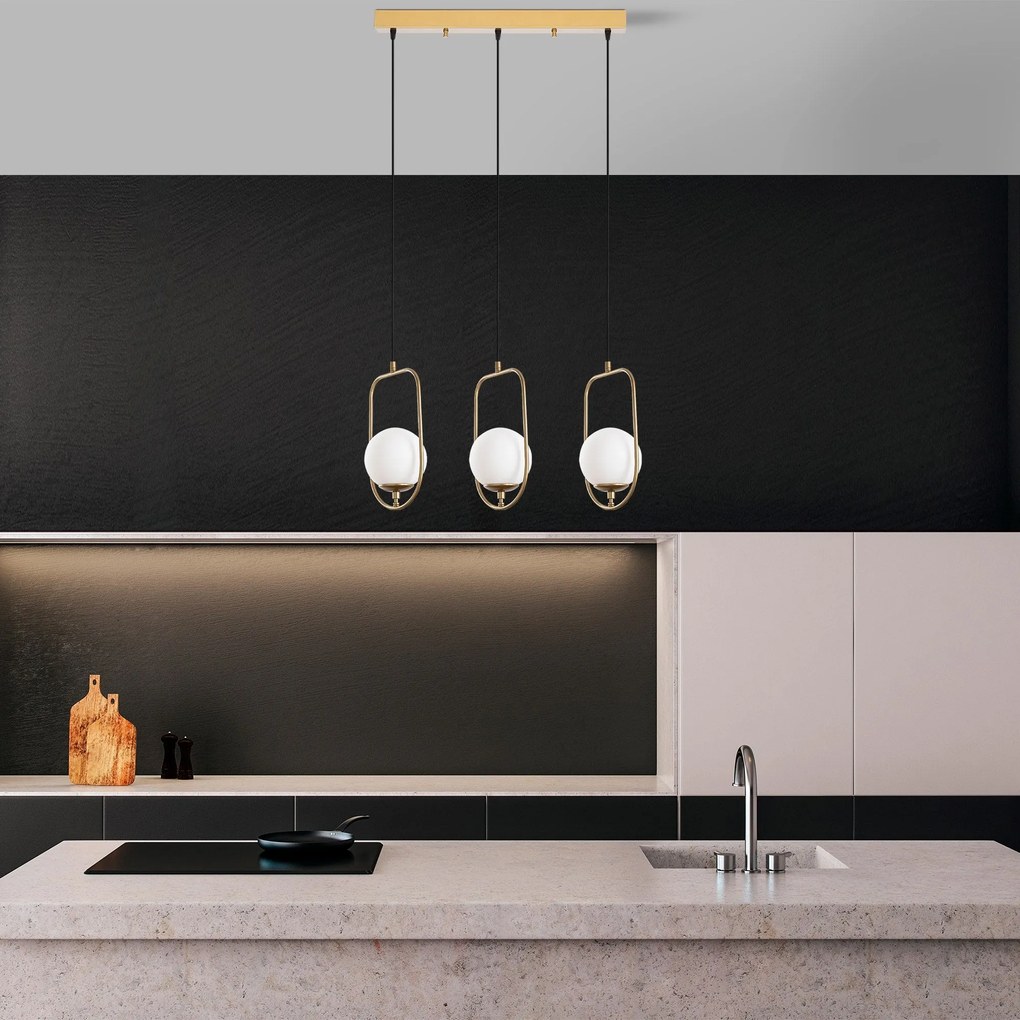 Candeeiro Chandelier Skew – Dourado – 80 cm x 15 cm