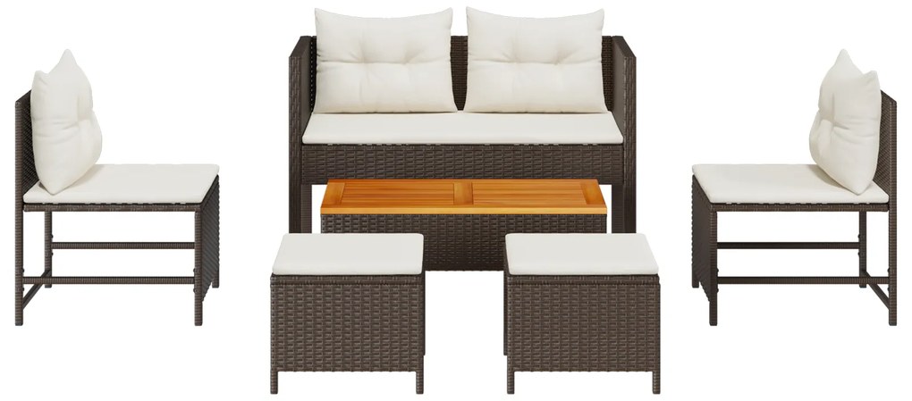 Conjunto de Sofá para Exterior Castanho e Creme
